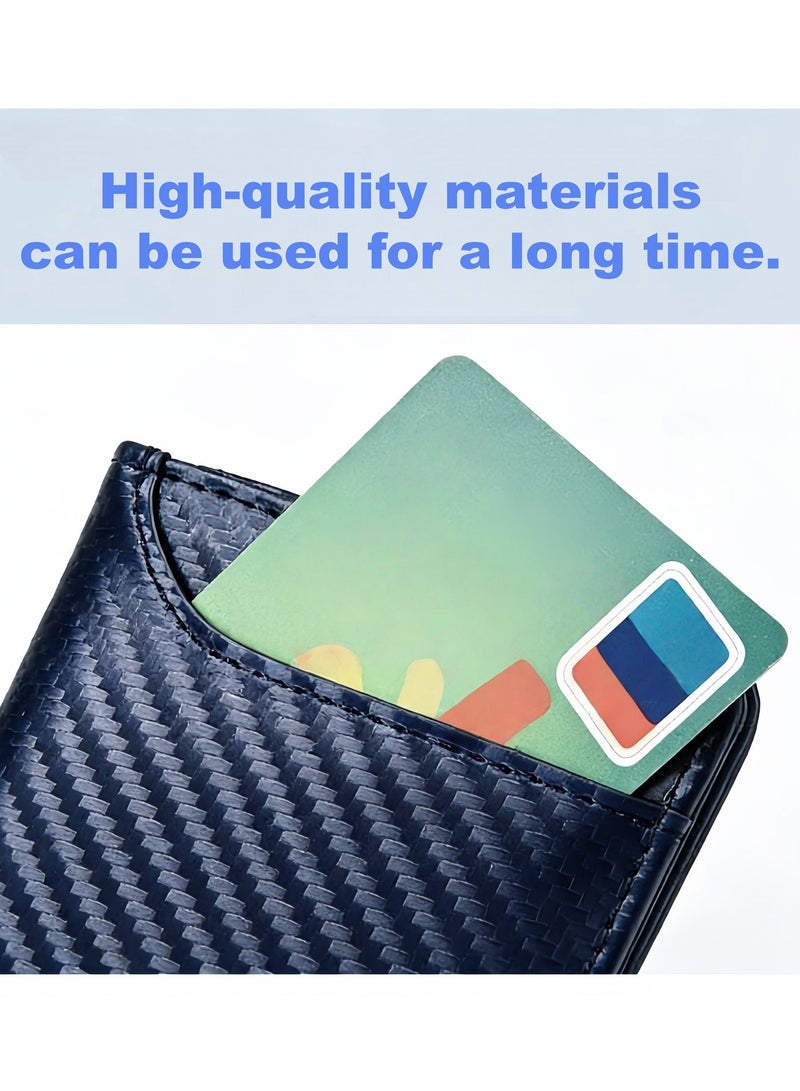 محفظة رجالية، محفظة من ألياف الكربون، تصميم بسيط، فتحات للبطاقات ومشبك نقود، متينة، سعة بطاقات متعددة - Image 5